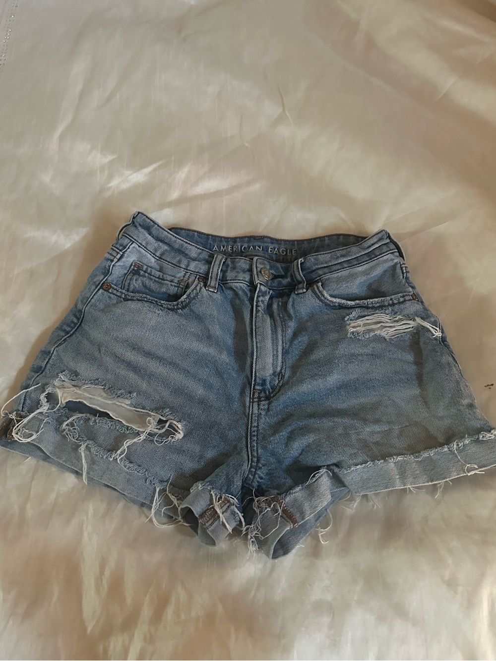 American Eagle Outfitters Light Blue Distressed Denim Cutoff Shorts